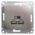 GLOSSA USB РОЗЕТКА A+A, 5В/2,1А, 2х5В/1,05А, механизм, ПЛАТИНА GSL001233 - фото 10688
