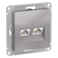 ATLASDESIGN РОЗЕТКА двойная компьютерная RJ45+RJ45 кат. 5e, механизм, АЛЮМИНИЙ ATN000385 - фото 1073