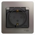 GLOSSA РОЗЕТКА с заземлением со шторками с прозрачной крышкой, 16А, IP44, в сборе, ПЛАТИНА GSL001248 - фото 10746