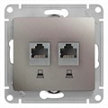 GLOSSA РОЗЕТКА двойная компьютерная RJ45+RJ45 кат. 5e, механизм, ПЛАТИНА GSL001285KK - фото 10824