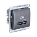 GLOSSA USB РОЗЕТКА тип-C 65Вт высокоскор.заряд. QC, PD, механизм, ГРАФИТ GSL001327 - фото 10911