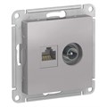 ATLASDESIGN РОЗЕТКА двойная ТВ + компьютерная RJ45 кат. 5e, механизм, АЛЮМИНИЙ ATN000389 - фото 1093