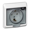 ЭТЮД IP44 С/У РОЗЕТКА с заземлением со шторками, 16А, 250B, БЕЛЫЙ PC16-044B - фото 11334