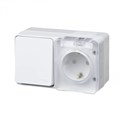 ATLASDESIGN PROFI IP54 О/У БЛОК: РОЗЕТКА с заземл. со шт., 16А, ВЫКЛЮЧАТЕЛЬ 1-клав., 10АХ, БЕЛЫЙ ATN540170 - фото 11902