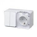 ATLASDESIGN PROFI IP54 О/У БЛОК: РОЗЕТКА с заземл. со шт., 16А, ВЫКЛЮЧАТЕЛЬ 2-клав., 10АХ, БЕЛЫЙ ATN540174 - фото 11910