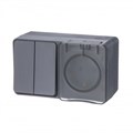 ATLASDESIGN PROFI IP54 О/У БЛОК: РОЗЕТКА с заземл. со шт., 16А, ВЫКЛЮЧАТЕЛЬ 2-клав., 10АХ, АНТРАЦИТ ATN544074 - фото 12012