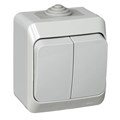 ЭТЮД IP44 О/У 2-клавишный ВЫКЛЮЧАТЕЛЬ 10 АХ, СЕРЫЙ BA10-042C - фото 12166