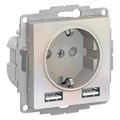 ATLASDESIGN РОЗЕТКА 16А c 2 USB A+A, 5В/2,4А, 2х5В/1,2А, механизм, ЖЕМЧУГ ATN000430 - фото 1228