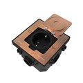 MultiDesk Лючок с розеткой 2К+З, 16А/250В, IP44 с монтажной коробкой для бетонных полов Медь, тип MD MDK21202CC - фото 14889