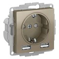 ATLASDESIGN РОЗЕТКА 16А c 2 USB A+A, 5В/2,4А, 2х5В/1,2А, механизм, ШАМПАНЬ ATN000530 - фото 1527