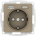 ATLASDESIGN РОЗЕТКА 16А c 2 USB A+C, 5В/2,4А/3,0А, 2х5В/1,5А, механизм, ШАМПАНЬ ATN000532 - фото 1535