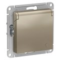 ATLASDESIGN РОЗЕТКА с заземлением со шторками с крышкой, 16А, IP20, механизм, ШАМПАНЬ ATN000546 - фото 1609