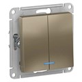 ATLASDESIGN 2-клавишный ВЫКЛЮЧАТЕЛЬ с подсветкой, сх.5а, 10АХ, механизм, ШАМПАНЬ ATN000553 - фото 1646