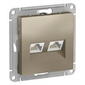 ATLASDESIGN РОЗЕТКА двойная компьютерная RJ45+RJ45 кат. 5e, механизм, ШАМПАНЬ ATN000585 - фото 1695