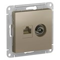 ATLASDESIGN РОЗЕТКА двойная ТВ + компьютерная RJ45 кат. 5e, механизм, ШАМПАНЬ ATN000589 - фото 1706