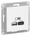 ATLASDESIGN USB РОЗЕТКА А+С, 5В/2,4А, 2х5В/1,2А, механизм, БЕЛЫЙ ATN000139 - фото 170