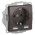 ATLASDESIGN РОЗЕТКА 16А c 2 USB A+A, 5В/2,4А, 2х5В/1,2А, механизм, МОККО ATN000630 - фото 1841