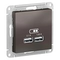 ATLASDESIGN USB РОЗЕТКА A+A, 5В/2,1А, 2х5В/1,05А, механизм, МОККО ATN000633 - фото 1853