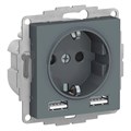 ATLASDESIGN РОЗЕТКА 16А c 2 USB A+A, 5В/2,4А, 2х5В/1,2А, механизм, ГРИФЕЛЬ ATN000730 - фото 2145