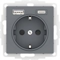 ATLASDESIGN РОЗЕТКА 16А c 2 USB A+C, 5В/2,4А/3,0А, 2х5В/1,5А, механизм, ГРИФЕЛЬ ATN000732 - фото 2159
