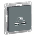 ATLASDESIGN USB РОЗЕТКА A+A, 5В/2,1А, 2х5В/1,05А, механизм, ГРИФЕЛЬ ATN000733 - фото 2163