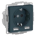 ATLASDESIGN РОЗЕТКА 16А c 2 USB A+A, 5В/2,4А, 2х5В/1,2А, механизм, ИЗУМРУД ATN000830 - фото 2489