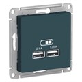 ATLASDESIGN USB РОЗЕТКА A+A, 5В/2,1А, 2х5В/1,05А, механизм, ИЗУМРУД ATN000833 - фото 2500