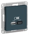 ATLASDESIGN USB РОЗЕТКА А+С, 5В/2,4А, 2х5В/1,2А, механизм, ИЗУМРУД ATN000839 - фото 2508
