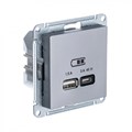 ATLASDESIGN USB РОЗЕТКА A + тип-C 45Вт высокоскор.заряд. QC, PD, механизм, СТАЛЬ ATN000929 - фото 2769