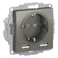 ATLASDESIGN РОЗЕТКА 16А c 2 USB A+A, 5В/2,4А, 2х5В/1,2А, механизм, СТАЛЬ ATN000930 - фото 2773