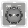 ATLASDESIGN РОЗЕТКА 16А c 2 USB A+C, 5В/2,4А/3,0А, 2х5В/1,5А, механизм, СТАЛЬ ATN000932 - фото 2781