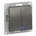 ATLASDESIGN 2-клавишный ВЫКЛЮЧАТЕЛЬ с подсветкой, сх.5а, 10АХ, механизм, СТАЛЬ ATN000953 - фото 2887