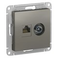 ATLASDESIGN РОЗЕТКА двойная ТВ + компьютерная RJ45 кат. 5e, механизм, СТАЛЬ ATN000989 - фото 2947