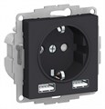 ATLASDESIGN РОЗЕТКА 16А c 2 USB A+A, 5В/2,4А, 2х5В/1,2А, механизм, КАРБОН ATN001030 - фото 3091