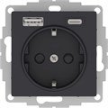 ATLASDESIGN РОЗЕТКА 16А c 2 USB A+С, 5В/2,4А/3,0А, 2х5В/1,5А, механизм, КАРБОН ATN001032 - фото 3100