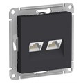 ATLASDESIGN РОЗЕТКА двойная компьютерная RJ45+RJ45 кат. 5e, механизм, КАРБОН ATN001085 - фото 3290