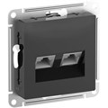 ATLASDESIGN РОЗЕТКА двойная компьютерная RJ45+RJ45 кат. 6А, механизм, КАРБОН ATN001088 - фото 3301