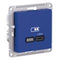 ATLASDESIGN USB РОЗЕТКА тип-C 65Вт высокоскор.заряд. QC, PD, механизм, АКВАМАРИН ATN001127 - фото 3429
