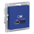 ATLASDESIGN USB РОЗЕТКА A + тип-C 45Вт высокоскор.заряд. QC, PD, механизм, АКВАМАРИН ATN001129 - фото 3438