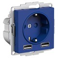 ATLASDESIGN РОЗЕТКА 16А c 2 USB A+A, 5В/2,4А, 2х5В/1,2А, механизм, АКВАМАРИН ATN001130 - фото 3443
