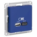 ATLASDESIGN USB РОЗЕТКА А+С, 5В/2,4А, 2х5В/1,2А, механизм, АКВАМАРИН ATN001139 - фото 3466
