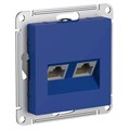 ATLASDESIGN РОЗЕТКА двойная компьютерная RJ45+RJ45 кат. 5e, механизм, АКВАМАРИН ATN001185 - фото 3613
