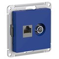 ATLASDESIGN РОЗЕТКА двойная ТВ + компьютерная RJ45 кат. 5e, механизм, АКВАМАРИН ATN001189 - фото 3627