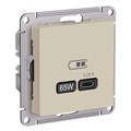 ATLASDESIGN USB РОЗЕТКА тип-С 65Вт высокоскор.заряд. QC, PD, механизм, ПЕСОЧНЫЙ ATN001227 - фото 3755