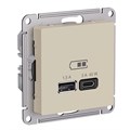 ATLASDESIGN USB РОЗЕТКА A + тип-C 45Вт высокоскор.заряд. QC, PD, механизм, ПЕСОЧНЫЙ ATN001229 - фото 3764