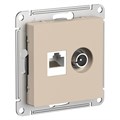 ATLASDESIGN РОЗЕТКА двойная ТВ + компьютерная RJ45 кат. 5e, механизм, ПЕСОЧНЫЙ ATN001289 - фото 3953