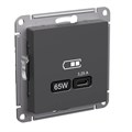 ATLASDESIGN USB РОЗЕТКА тип-С 65Вт высокоскор.заряд. QC, PD, механизм, БАЗАЛЬТ ATN001427 - фото 4290