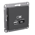 ATLASDESIGN USB РОЗЕТКА A + тип-C 45Вт высокоскор.заряд. QC, PD, механизм, БАЗАЛЬТ ATN001429 - фото 4300