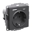 ATLASDESIGN РОЗЕТКА 16А с 2 USB A+C, 5В/2,4А/3,0А, 2х5В/1,5А, механизм, БАЗАЛЬТ ATN001432 - фото 4314