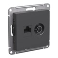 ATLASDESIGN РОЗЕТКА двойная ТВ + компьютерная RJ45 кат. 5e, механизм, БАЗАЛЬТ ATN001489 - фото 4424